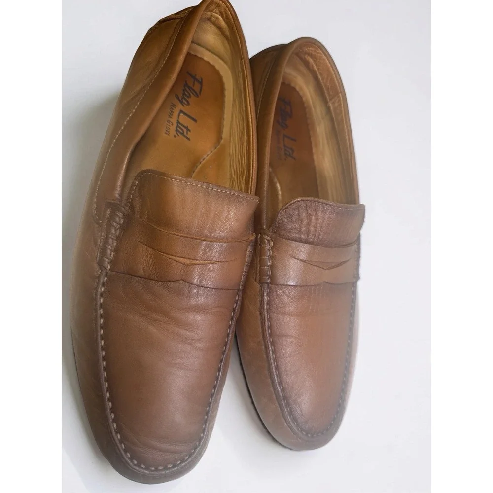 Flag Ltd. Nappa Glove Tan Leather Men's Loafer Size 10